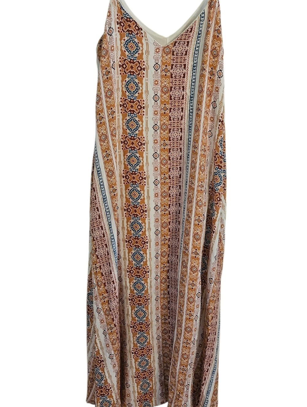 Savanna Jane Boho Striped Maxi Slip Dress Rayon Poly Sz S
